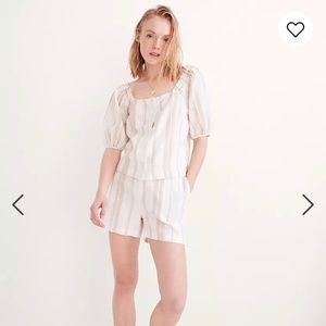 Madewell Linen-Blend Square-Neck Button-Front Top size small